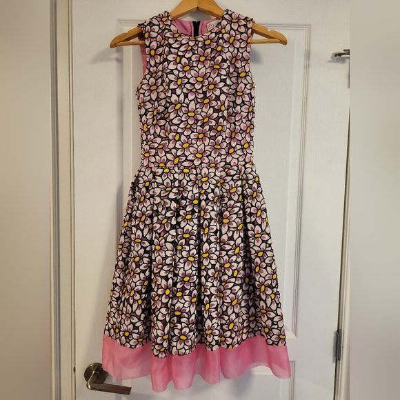 Red Valentino pink and black flower dress in size 36. - Picture 1 of 4